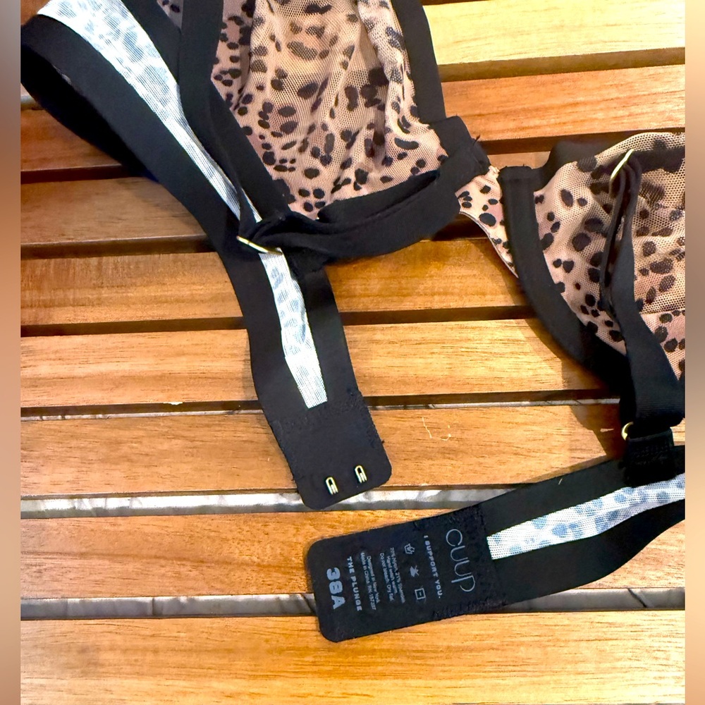 CUUP The Plunge Mesh Underwire Sheer Cheetah Animal Leopard Print UW Bra 38A - Picture 8 of 14